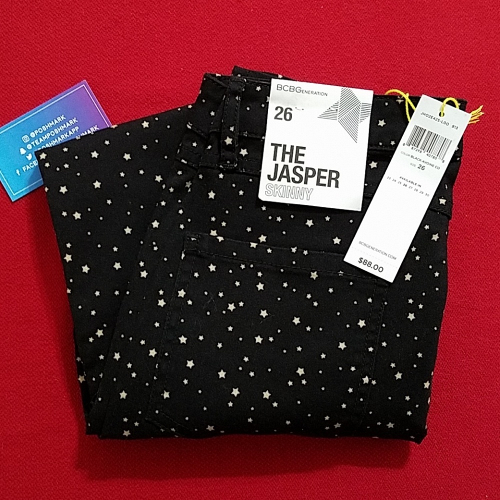 BCBGENERATION The Jasper skinny jeans black with stars size 26 celestial
